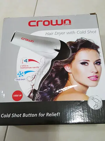 Crown Hair Dryer with Cold Shot - 1000W (Like New, in Box)