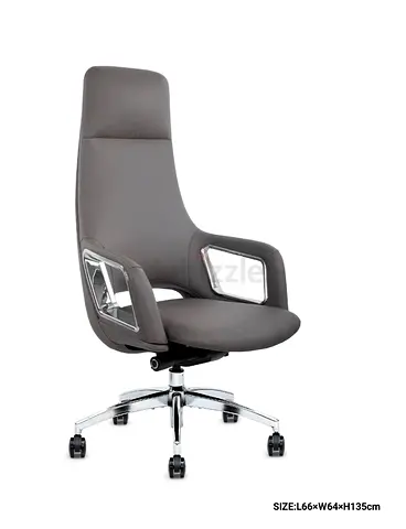 High-Back Grey Executive Office Chair – Adjustable Swivel