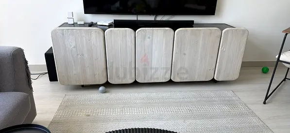 Light Wood TV Cabinet / Entertainment Unit - 5 Door, Minimalist Design