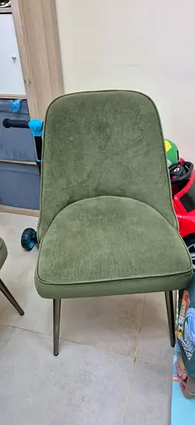 Set of 2 Olive Green Upholstered Dining Chair with Metal Legs - Settable Condition