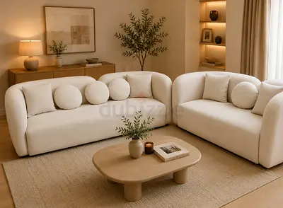 Cream Curved 2-Piece Modular Sofa Set — Excellent Condition