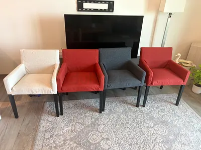 Set of 4 Fabric Armchairs in Assorted Colors