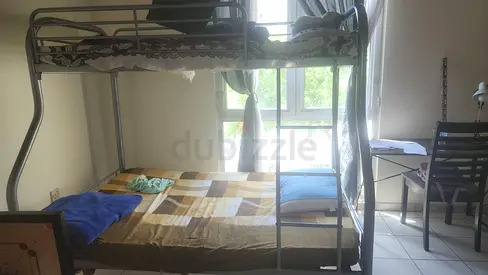 Metal bunk bed with double mattress - good condition