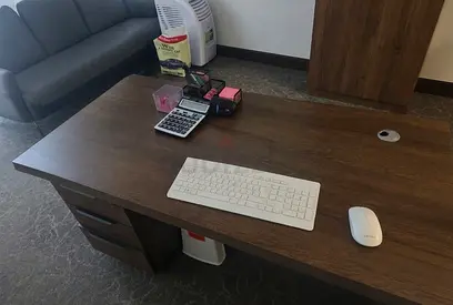 Solid Wood Executive Office Desk - Dark Brown, Good Conditionp