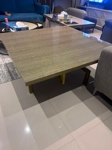 Modern square coffee table with metal legs. Large table 120 x 120 side table is 60 x60