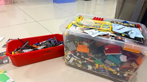 Large mixed LEGO/Building bricks collection in storage tubs 13 lbs