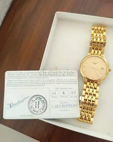 Longines L5.649.2 Swiss Gold Dress Watch - 1997 Vintage - Mint Box  Papers