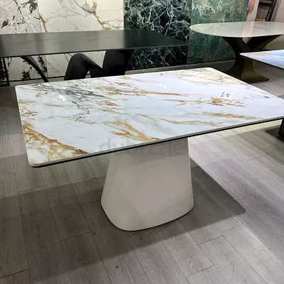 Bespoke Marble Top Dining Table with Fluted Pedestal Design