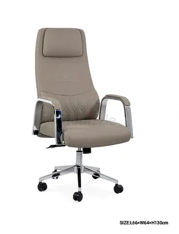High-Back Executive Office Chair with Chrome Base - Beige