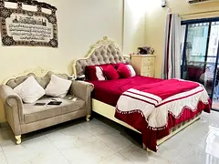 Fully Furnished luxury Room with Balcony and separate washroom 2000/-aed
