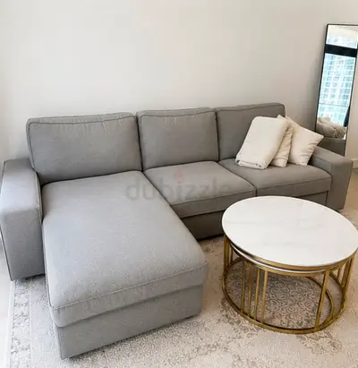 Grey l-shape sofa + matching chair