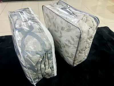 2 Super King size Comforter with pillow covers — Light Grey Leaf  Patterned Designs