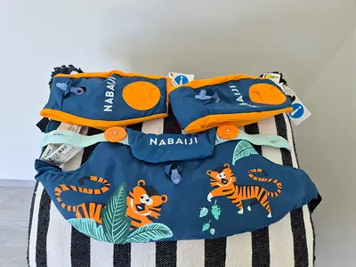 Nabaiji Baby Swim Vest and Arm Floats - Size Small, Cute Tiger Print