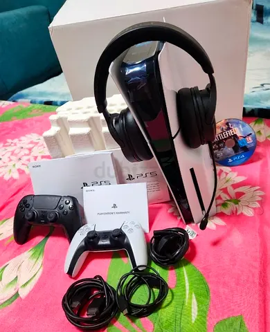 Sony PlayStation 5 Slim Disc Bundle with DualSense Controllers, Headset and Accessories