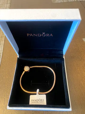 Pandora Moments Sparkling Crown O Snake Chain Bracelet - 14k Rose Gold Plating