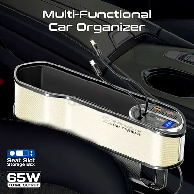 Promate 65W Multi-Functional Car Organizer  Charging Station