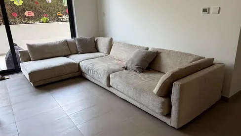 Large L-shaped Beige/Grey Fabric Sofa - Poliform, Italy
