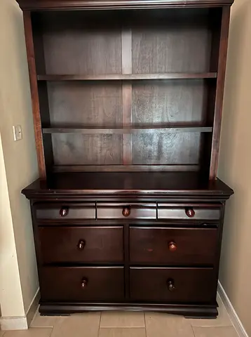 Classic Dark Wood Bookcase with Storage Drawers