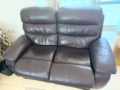 Comfortable 2-Seater Brown Faux Leather Sofa