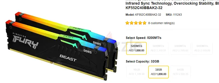 32gb kit 5200mhz ddr5 ram fury