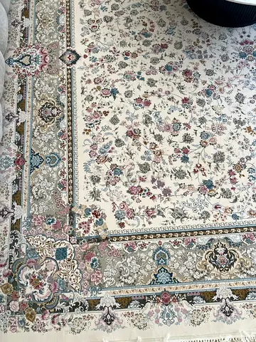 Cream floral Persian-style area rug - excellent condition