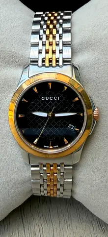 Gucci G-Timeless Ladies Watch 27mm – Two-Tone Steel  Gold, Black Dial –  Flawless Condition