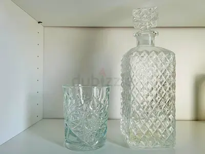 Glass Liquor Decanter  Matching Tumbler