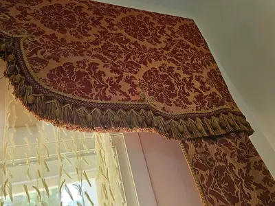 Pair of Decorative Curtain Pelmets with Tassel Trim