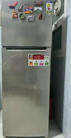 Geepas Top Freezer Refrigerator - 2-Door Stainless Steel, Good Condition