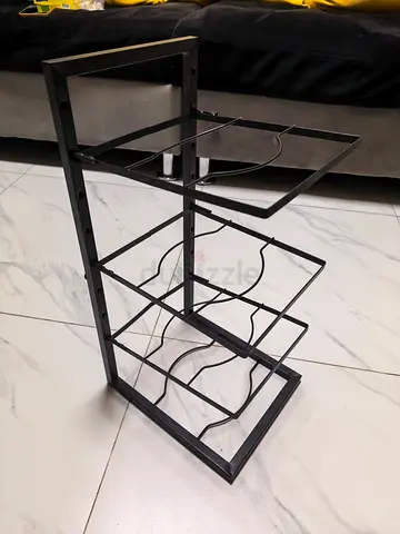 Metal pan rack - black, compact freestanding