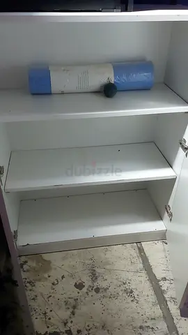 White Wall Cabinet / Cupboard with Shelves - Good Condition