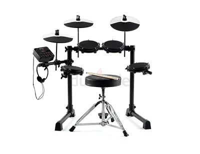 Compact Electronic Drum Kit with Module, Stool and Sticks