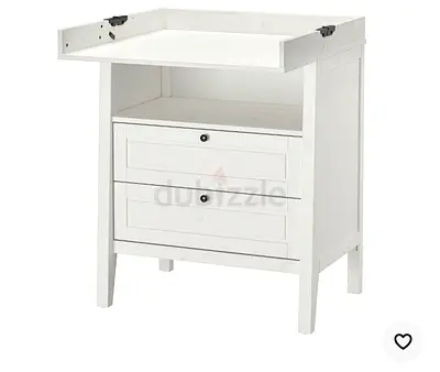 White Wooden Baby Changing Table with Drawers