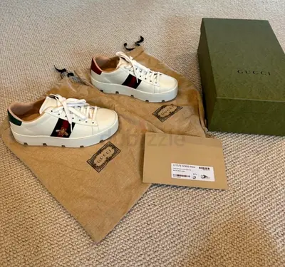 Gucci white leather platform sneakers with box and dust bags - fits UK size 5.5