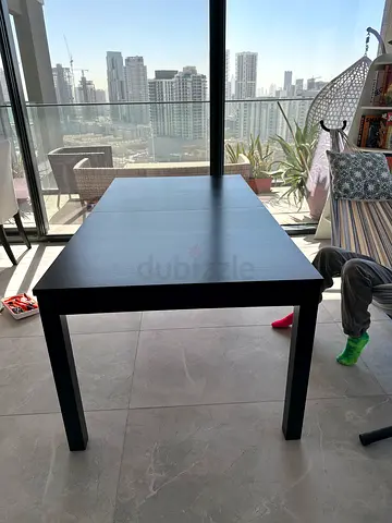 Extendable Black Wooden Table-Great Condition