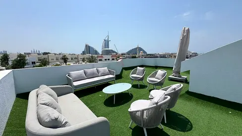 Outdoor rooftop lounge set