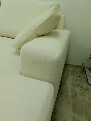 Expensive quality pottery barn off white cream color lshape sofa