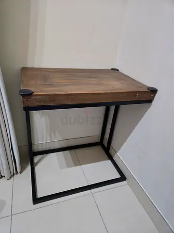 Solid Wood and Metal Side Table / Bedside Table - Used
