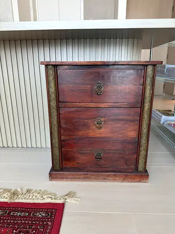 Rustic Wooden Chest of Drawers with Brass Detailing