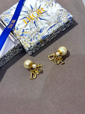 Dior Tribales Earrings with white resins pearls and crystal