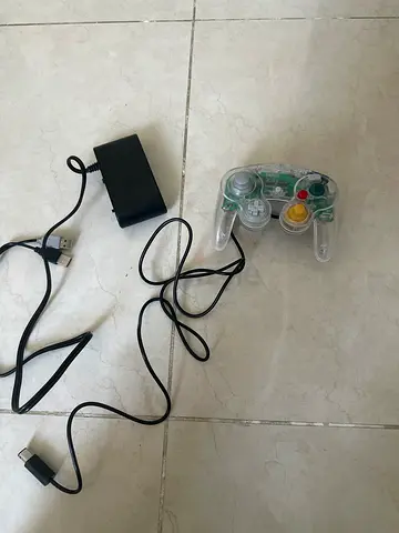 Transparent Nintendo GameCube controller with USB adapter