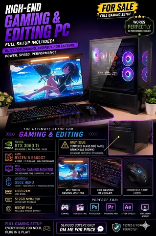 🔥 HIGH-END GAMING  EDITING PC – FULL SETUP INCLUDED! 🔥