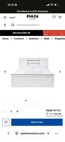 White King-size Bedframe with Headboard Storage - Good Condition