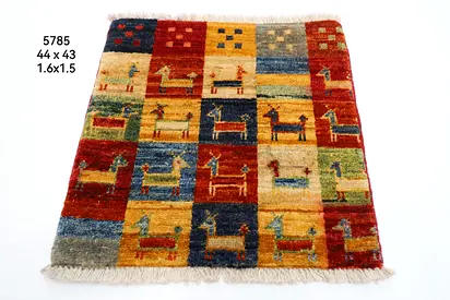 44x43 Handmade Gabbeh Rug with Animal Motifs door mat gift rug carper afghan wool rug carpet