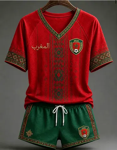 Womens Morocco-Inspired Football Jersey and Shorts Set - Size Unknown