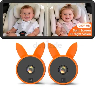 Babyvue Baby Car Camera for 2 Kids - 7.2 Large HD Display Dual Channel Baby Monitor