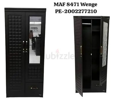 Wenge 2-Door Wardrobe with Mirror and Drawer - Good Condition