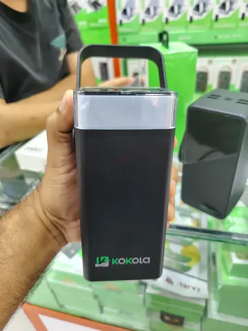 Kokola 40000mah 22.5W Fast Charging Powerbank with 5 ports 4 USB and 1 PD and 3 built-in cables