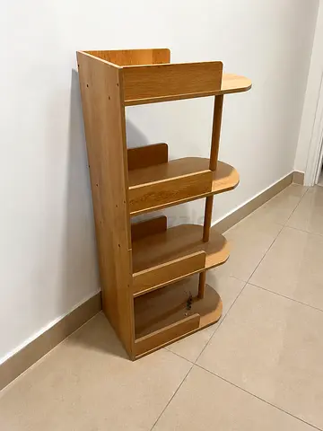 Compact 4-Tier Wooden Corner Shelf Unit - Oak Finish