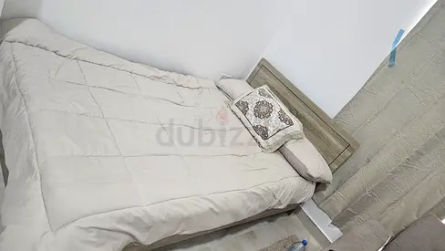 Modern Single Bed Frame with Wood Finish Headboard